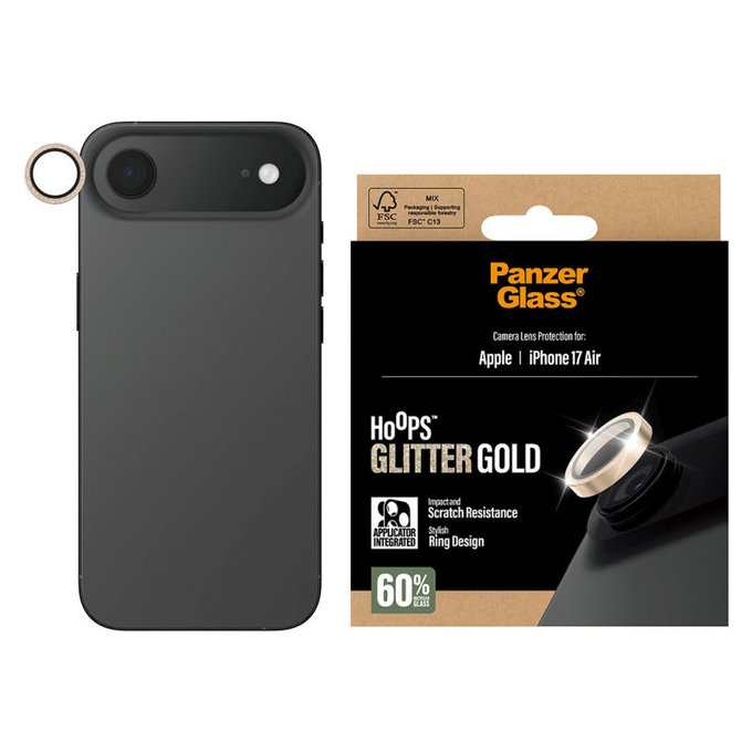Ochranný kryt objektivu Hoops pro iPhone Air, Glitter Gold, PanzerGlass