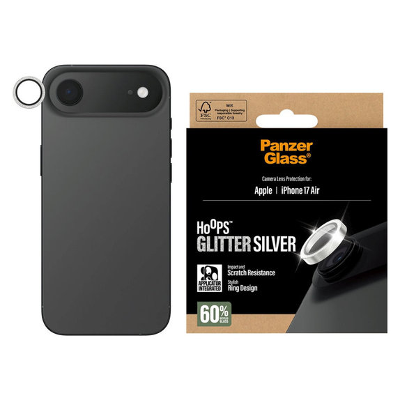 Ochranný kryt objektivu Hoops pro iPhone Air, Glitter Silver, PanzerGlass