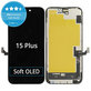 Displej Soft OLED pro iPhone 15 Plus, Dotykové sklo s rámem, DIAGNOSTIC
