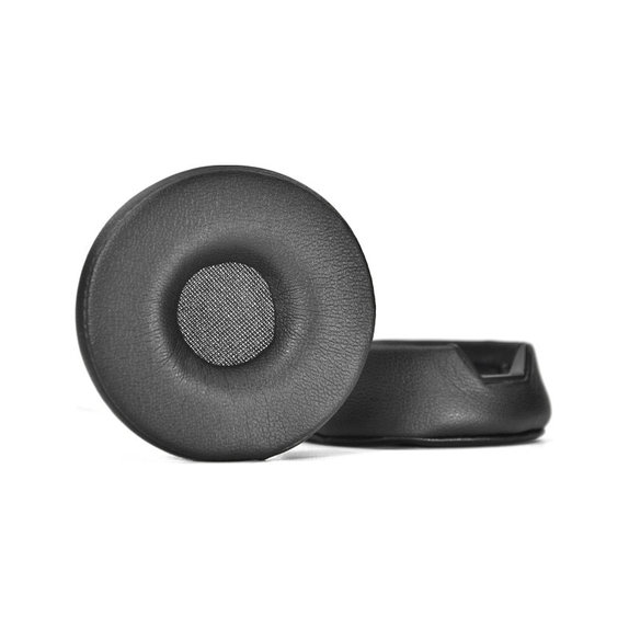 Náhradní Náušníky pro Jabra Engage 55, 65, 75 (Stereo), Paměťová pěna + Kůže, Černé, 1 pár