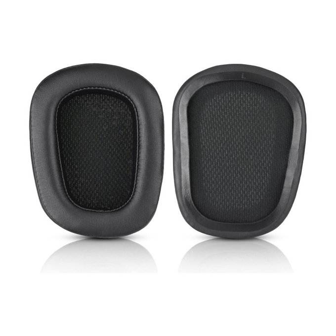 Náhradní Náušníky pro Logitech G633 Artemis, G933 Artemis, Paměťová pěna + Kůže, Černé, 1 pár