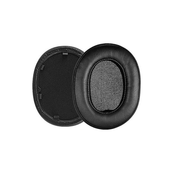 Náhradní Náušníky pro Sony WH-1000XM5, Paměťová pěna + Kůže, Černé, 1 pár