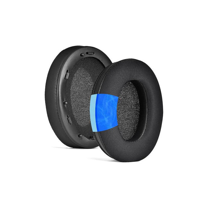 Náhradní Náušníky pro Sony WH-1000XM3, Paměťová pěna + Textil + Kůže, Černé, Chladivý gel, 1 pár