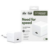Cestovní adaptér Grand Prix USB-C, GaN, 30 W PD, stříbrnobílý, empower