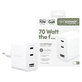 Cestovní adaptér Grand Prix 2x USB-C/USB-A, GaN, 70 W PD, Stříbrnobílá, empower