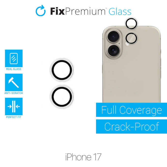 FixPremium Glass - Tvrzené Sklo Zadní Kamery bez Rámu pro iPhone 17