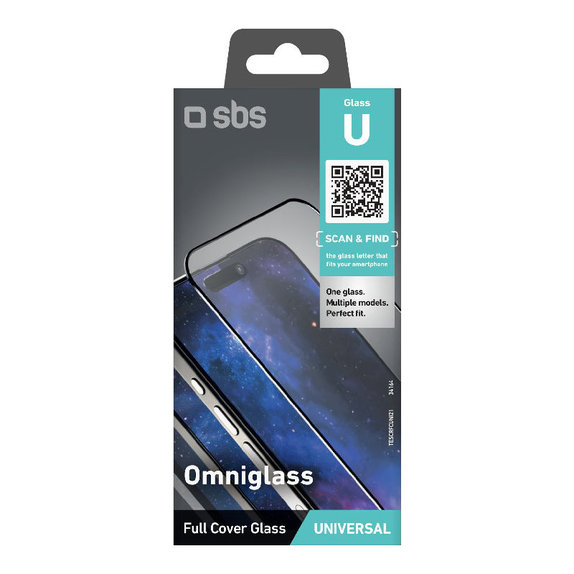 Univerzální tvrzené sklo Omniglass U, Černá, SBS