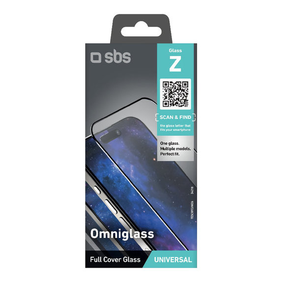 Univerzální tvrzené sklo Omniglass Z, Černá, SBS