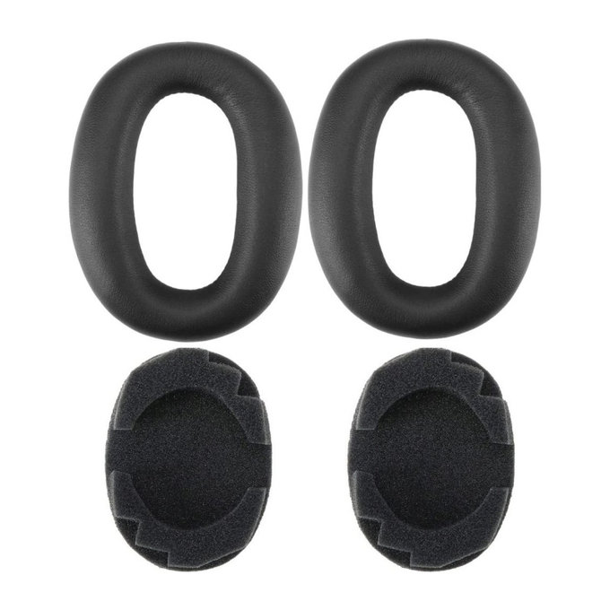 Náhradní Náušníky pro Sony MDR-1000X, WH-1000XM2, Paměťová pěna + PU kůže, Černé, 1 pár