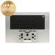 Horní rám klávesnice pro MacBook Pro 16" A2780 (2023), s klávesnicí US a baterií, Silver, 661-32190, Genuine Apple