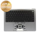Horní rám klávesnice pro MacBook Pro 14", A2442 (2021), A2779 (2023), s klávesnicí US a baterií, Space Gray, 661-32210, Genuine Apple