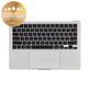 Horní rám klávesnice pro MacBook Air 13", A3113 (2024), s klávesnicí US a baterií, Silver, 661-40228, Genuine Apple