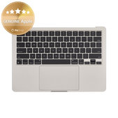 Horní rám klávesnice pro MacBook Air 13", A3113 (2024), s klávesnicí US a baterií, Starlight, 661-40229, Genuine Apple