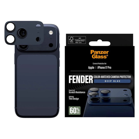 Ochranný kryt objektivu Fender pro iPhone 17 Pro, Modrá, PanzerGlass