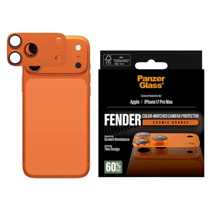 Ochranný kryt objektivu Fender pro iPhone 17 Pro Max, Oranžová, PanzerGlass