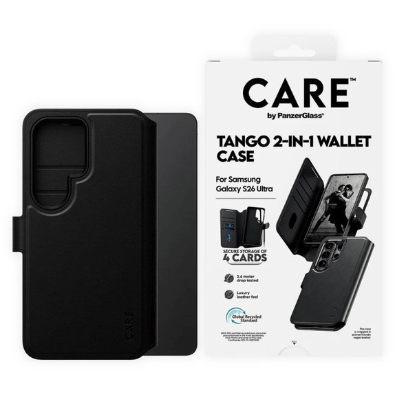 Pouzdro Wallet Tango Two-In-One s QI pro Samsung S26 Ultra, černá, CARE