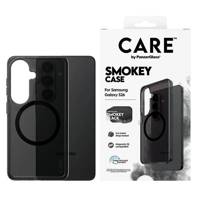 Pouzdro Smokey s černým QI pro Samsung Galaxy S26, Černá, PanzerGlass