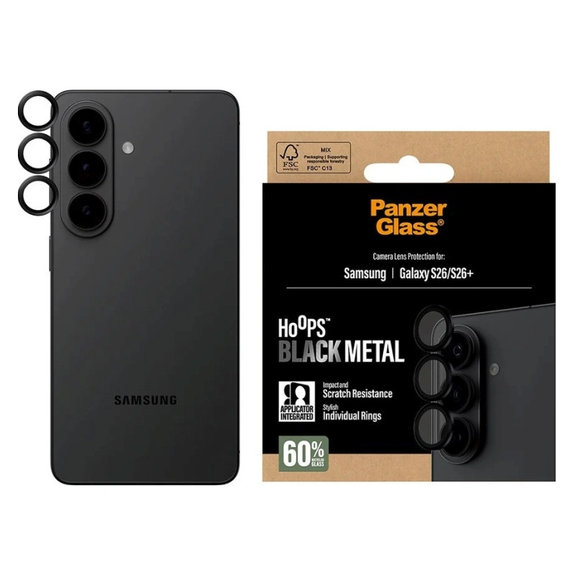 Ochranný kryt objektivu Hoops pro Samsung S26/S26+, Černá, PanzerGlass