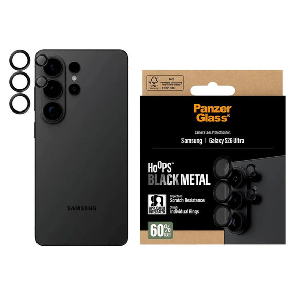 Ochranný kryt objektivu Hoops pro Samsung S26 Ultra, Černá, PanzerGlass