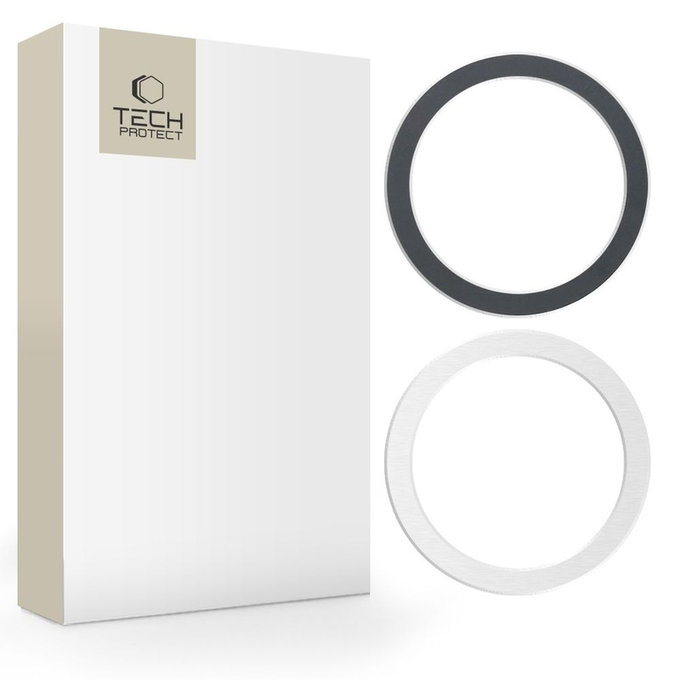 Magnetický MagSafe kroužek MagMat MagSafe 2-PACK Black &, stříbrná, Tech-Protect