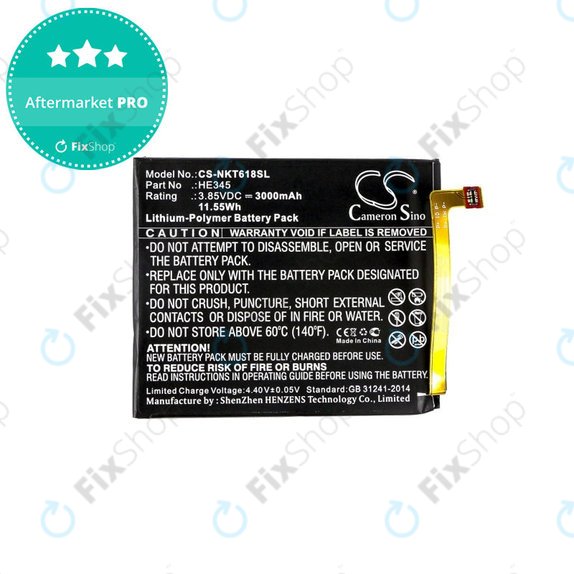 Baterie pro Nokia 6.1, 3000mAh, Li-Pol, 3.85 V, HE345, HQ