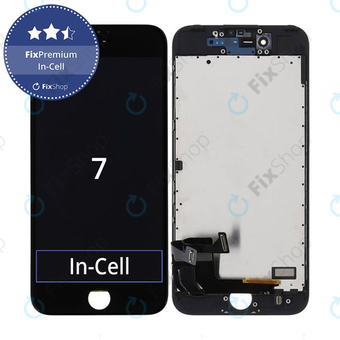 Displej In-Cell pro iPhone 7, Black, Dotykové sklo s rámem, FixPremium