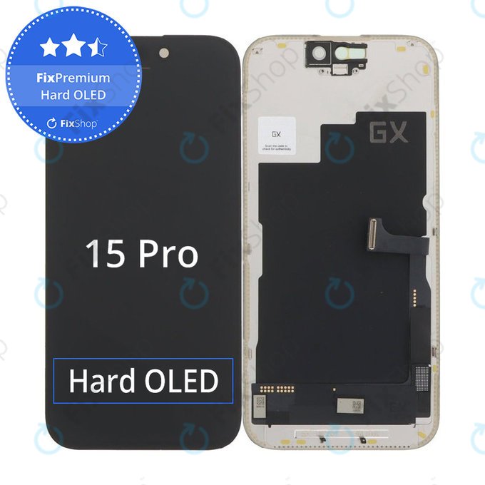 Displej Hard OLED pro iPhone 15 Pro, Dotykové sklo s rámem, FixPremium