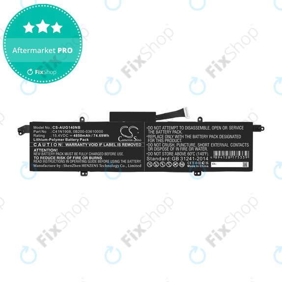 Baterie pro Asus ROG Zephyrus G14 Ga401, 4850mAh, Li-Pol, 15.4V, C41N1908, HQ