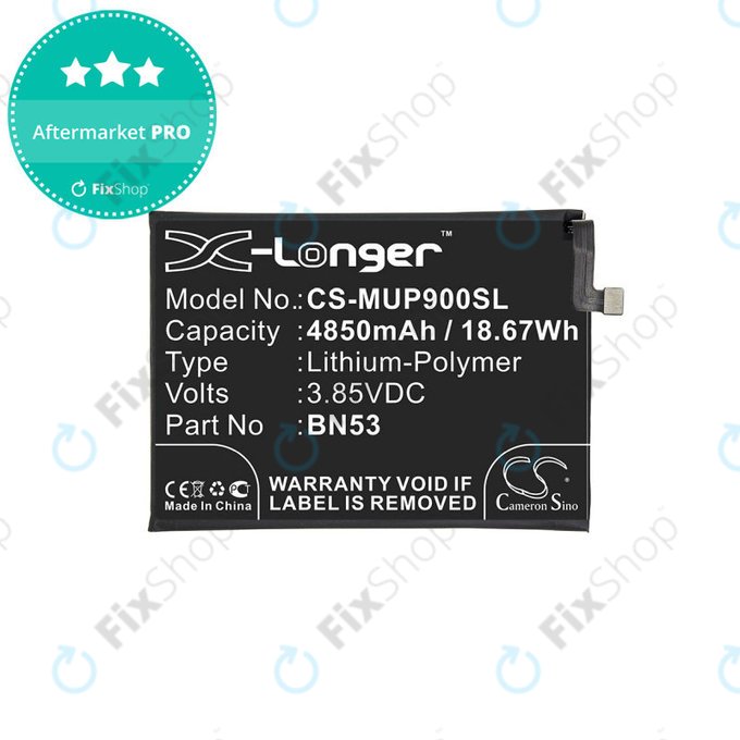 Baterie pro Xiaomi Redmi Note 9 Pro, 4850mAh, Li-Pol, 3.85 V, BN53, HQ