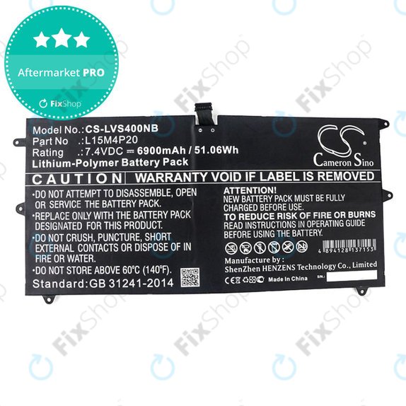 Baterie pro Lenovo Yoga 4S, 900S, 6900mAh, Li-Pol, 7.4V, L15M4P20, HQ