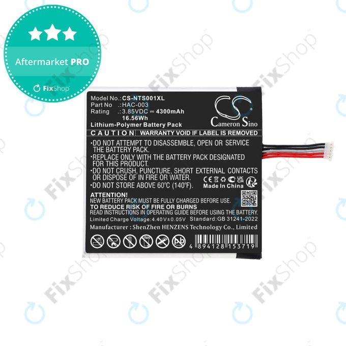 Baterie pro Nintendo Switch HAC-001, 4300mAh, Li-Pol, 3.85V, HAC-003, HQ