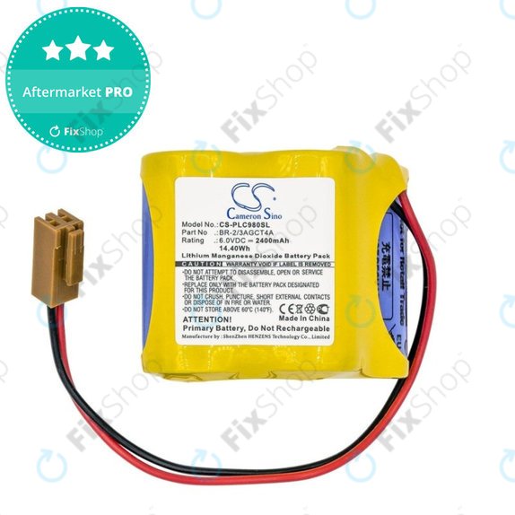 Baterie pro Fanuc 18-T Series Programmable Logic, 2400mAh, Li-MnO2, 6V, BR-2/3AGCT4A, HQ