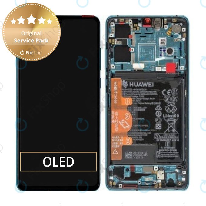 Huawei P30 - LCD Displej + Dotykové Sklo + Rám + Baterie (Aurora Blue) - 02352NLN, 02354HRH, 02354HNJ Genuine Service Pack