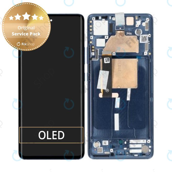 Motorola Edge 30 Fusion - LCD Displej + Dotykové Sklo + Rám (Neptune Blue) - 5D68C21190 Genuine Service Pack