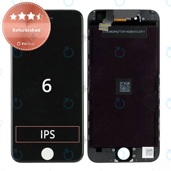 Displej pro iPhone 6, Black, Dotykové sklo s rámem, Refurbished