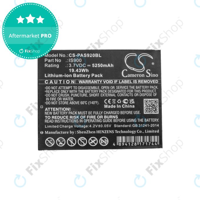 Baterie pro Pax A920, A920c, 5250mAh, Li-Ion, 3.7V, IS900, HQ