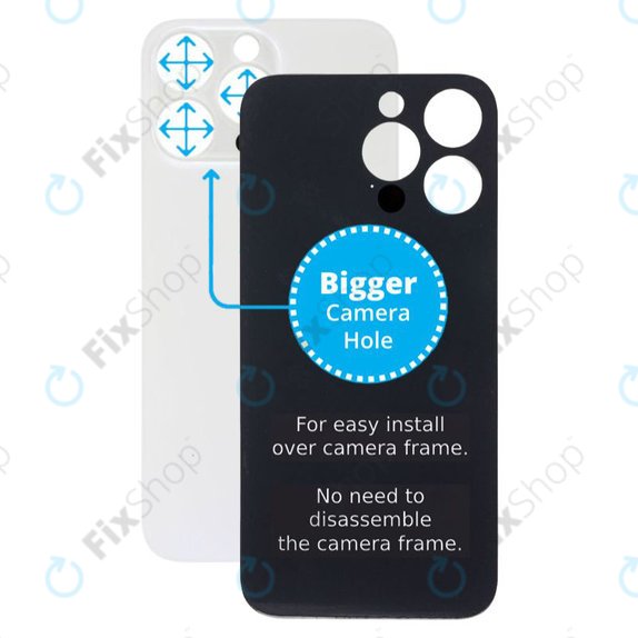Apple iPhone 14 Pro Max - Sklo Zadního Housingu se Zvětšeným Otvorem na Kameru (Silver)