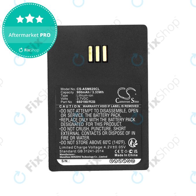 Baterie pro Siemens Openstage WL3, Ascom, Aastra, Innovaphone, 900mAh, Li-Ion, 3.7V, 660190/R2B, HQ