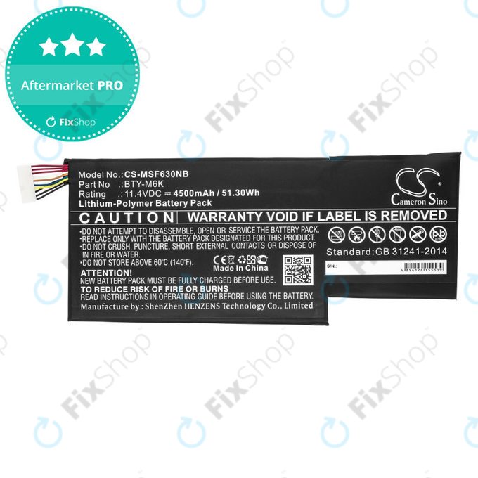 Baterie pro MSI GF63, MSI GF75, MSI GS63, 4500mAh, Li-Pol, 11.4V, BTY-M6K, HQ