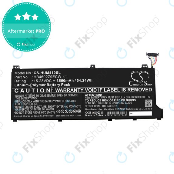 Baterie pro Honor MagicBook 14, Huawei MateBook D14, MediaPad D14, MagicBook 14, 3550mAh, Li-Pol, 15.28V, HB4692Z9ECW-41, HQ