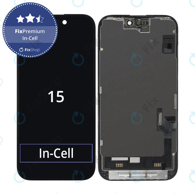 Displej In-Cell FHD pro iPhone 15, Dotykové sklo s rámem, FixPremium