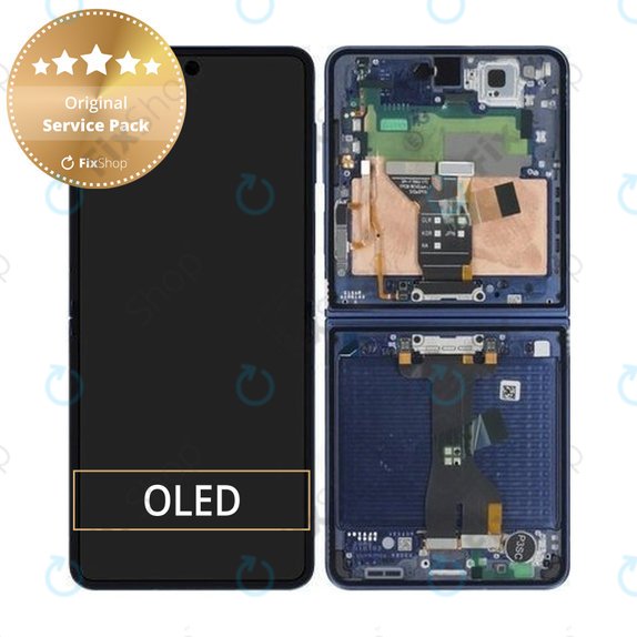 Samsung Galaxy Z Flip 7 F766B - LCD Displej + Dotykové Sklo + Rám (Blue Shadow) - GH82-37581A Genuine Service Pack