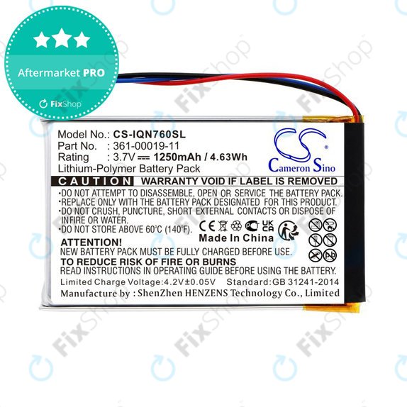 Baterie pro Garmin Nüvi 700, 710, 760, 765, Nuvi 3590, 1250mAh, Li-Pol, 3.7V, 361-00019-11, HQ