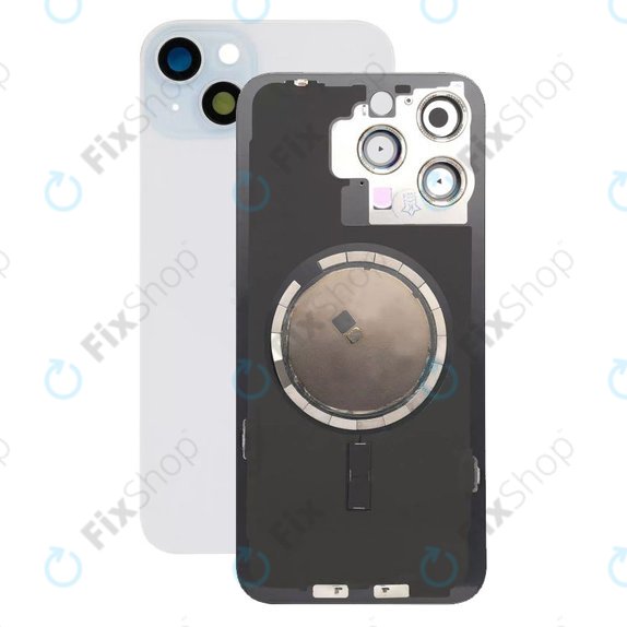 Apple iPhone 15 Plus - Sklo Zadního Housingu + Sklíčko Kamery + Kovová Destička + Magsafe Magnet (Blue)