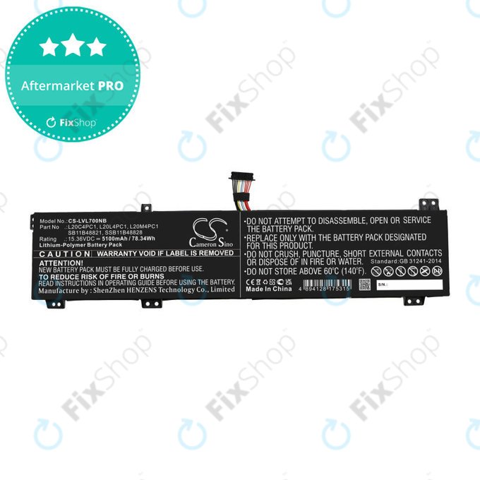 Baterie pro Lenovo Legion 5, 5 Pro, 7, 7i, R7000p, 5100mAh, Li-Pol, 15.36V, L20C4PC1, HQ
