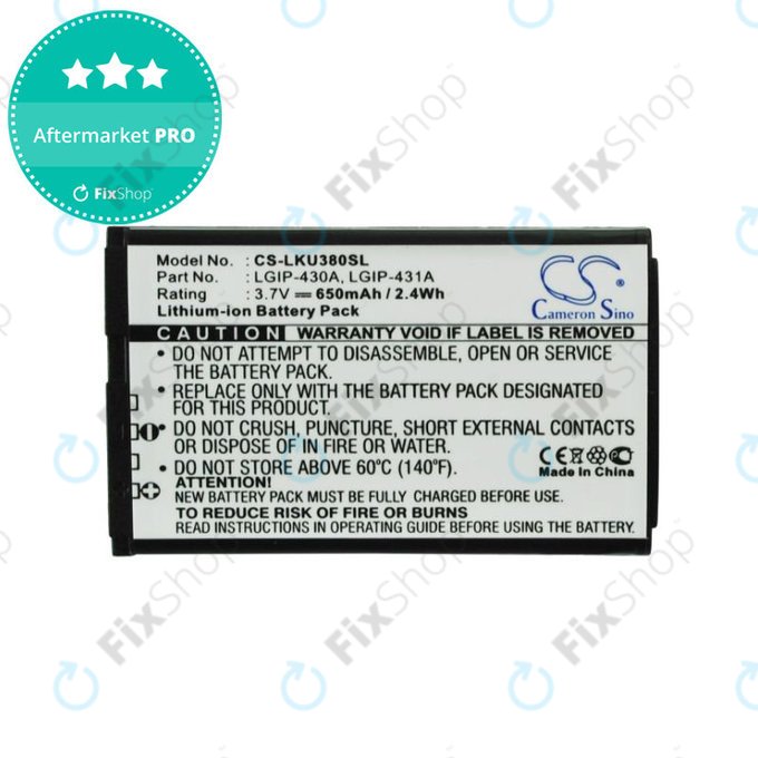 Baterie pro LG 230 Nite, 650mAh, Li-Ion, 3.7V, LGIP-430A, HQ