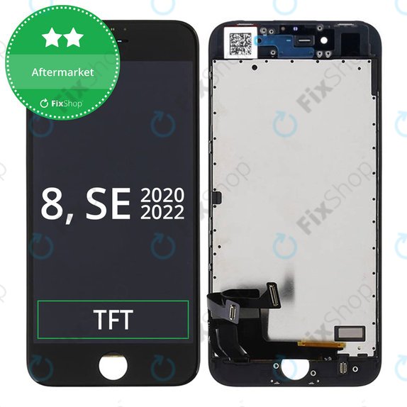 Displej pro iPhone 8, SE (2020), SE (2022), Black, Dotykové sklo s rámem