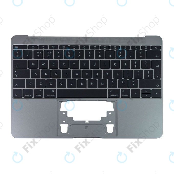 Apple MacBook 12" A1534 (Early 2015 - Mid 2017) - Horní Rám Klávesnice + Klávesnice UK (Space Gray)