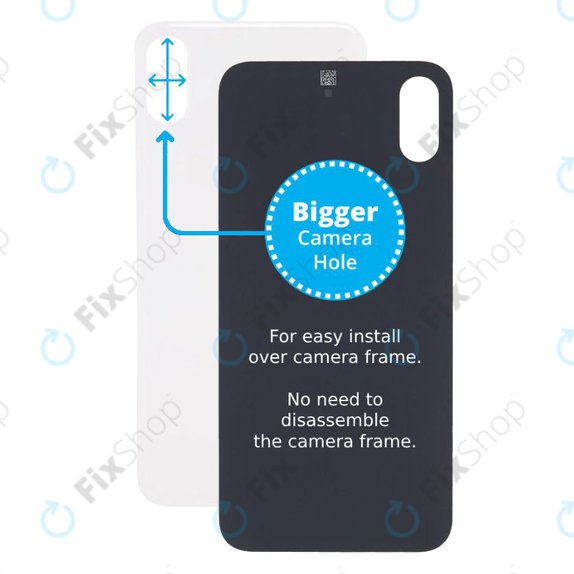 Apple iPhone XS - Sklo Zadního Housingu se Zvětšením Otvorem na Kameru (Silver)