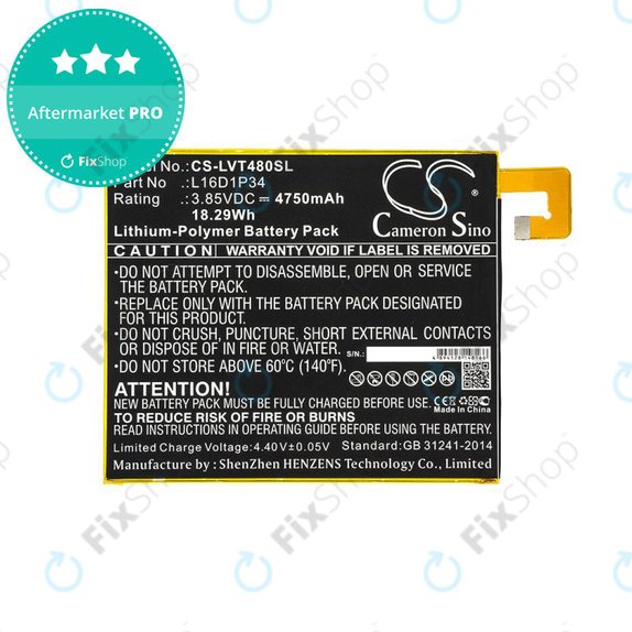 Baterie pro Lenovo Tab4 8, 4750mAh, Li-Pol, 3.85V, L16D1P34, HQ